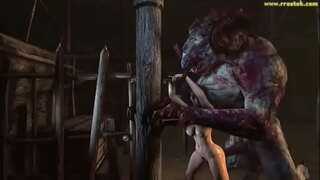 3D monster ngajadikeun katresna nonjol beuteung